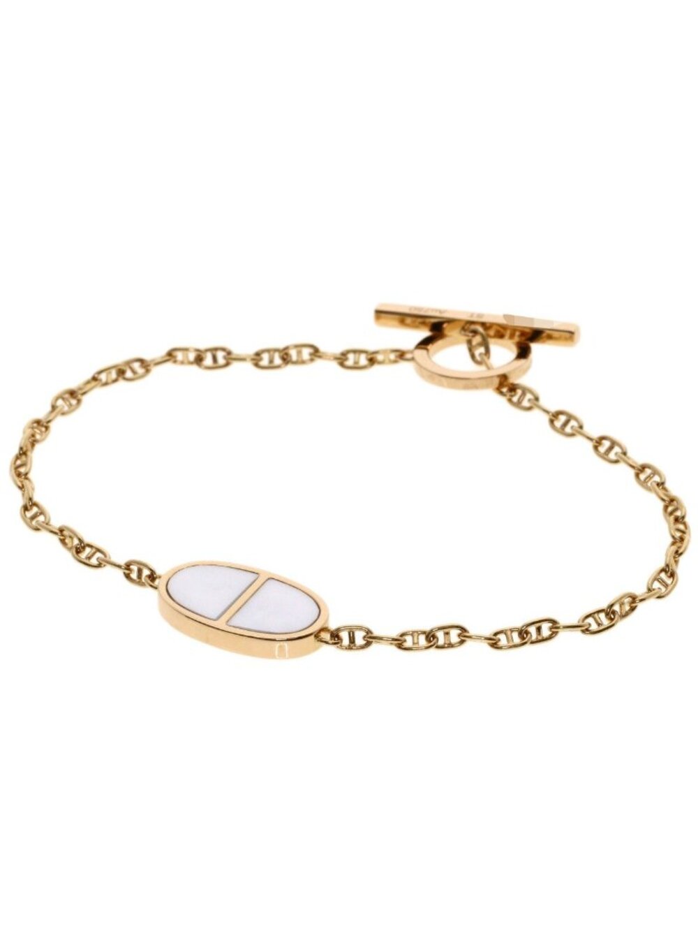 Hermes Chaine D'ancre Verso White Ceramic Bracelet 18k Pink Gold